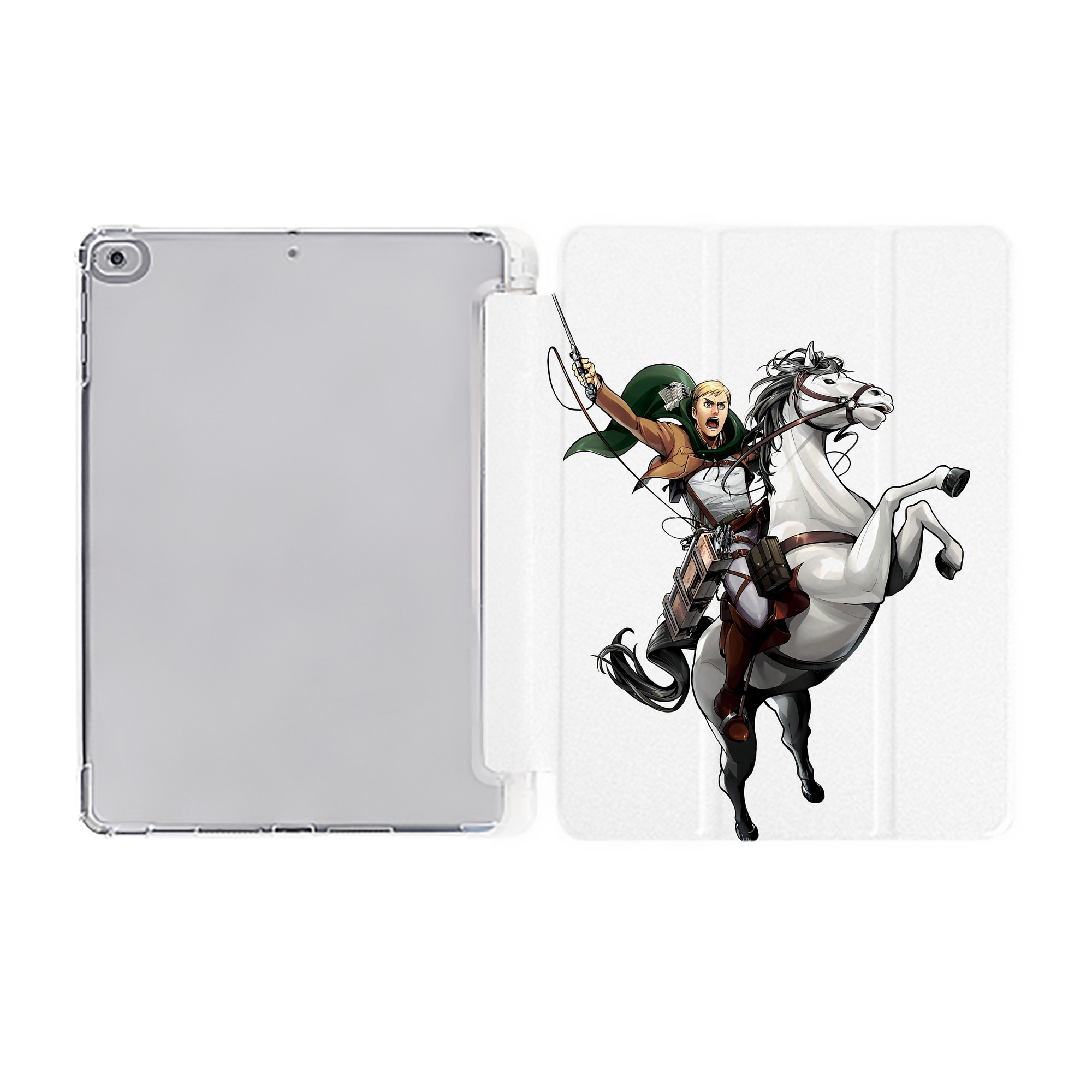（画像用） 進撃の巨人 エルヴィン・スミス Attack on Titan Erwin Smith IPad ケース ペン収納付き 三つ折りスタンド PUレザー×シリコン 対応機種9.5/10.5/10.9インチ